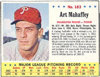 1963 Jell-O #183 Art Mahaffey Front