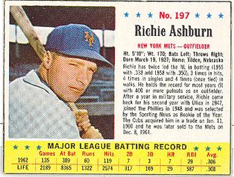 1963 Jell-O #197 Richie Ashburn Front