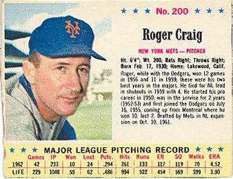 1963 Jell-O #200 Roger Craig Front