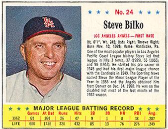 1963 Jell-O #24 Steve Bilko Front