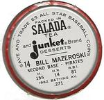 1963 Salada/Junket Coins #14 Bill Mazeroski Back