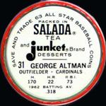 1963 Salada/Junket Coins #31 George Altman Back