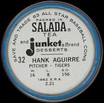 1963 Salada/Junket Coins #32 Hank Aguirre Back