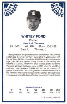 1984 TCMA Greats #25 Whitey Ford Back