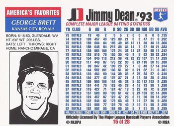 1993 Jimmy Dean #15 George Brett Back