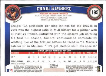 2011 Topps Chrome #195 Craig Kimbrel Back