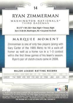 2011 Topps Marquee - Blue #14 Ryan Zimmerman Back