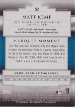 2011 Topps Marquee - Blue #52 Matt Kemp Back