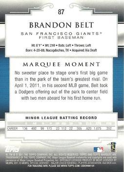 2011 Topps Marquee - Gold #87 Brandon Belt Back