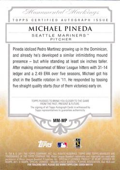 2011 Topps Marquee - Monumental Markings Autographs #MM-MP Michael Pineda Back