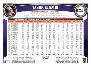 2011 Topps Update - Diamond Anniversary #US325 Jason Giambi Back