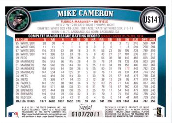 2011 Topps Update - Gold #US141 Mike Cameron Back