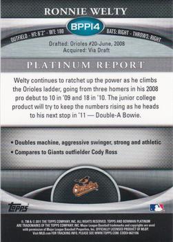 2011 Bowman Platinum - Prospects X-Fractors #BPP14 Ronnie Welty Back