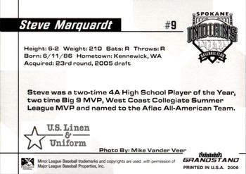 2006 Grandstand Spokane Indians #NNO Steve Marquardt Back