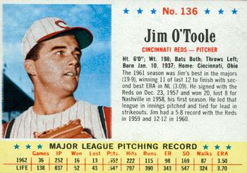 1963 Post Cereal #136 Jim O'Toole Front