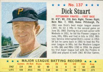 1963 Post Cereal #137 Dick Stuart Front