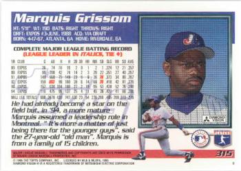 1995 Topps #315 Marquis Grissom Back