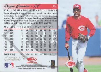 1998 Donruss Collections Donruss - Prized Collections #PC 75 Reggie Sanders Back