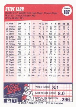 1990 Fleer Canadian #107 Steve Farr Back