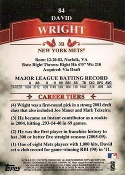2011 Topps Tier One #84 David Wright Back