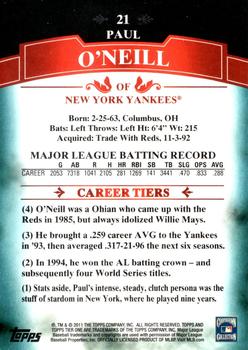 2011 Topps Tier One - Blue #21 Paul O'Neill Back