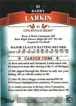2011 Topps Tier One - Blue #81 Barry Larkin Back