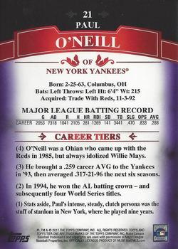 2011 Topps Tier One - Purple #21 Paul O'Neill Back