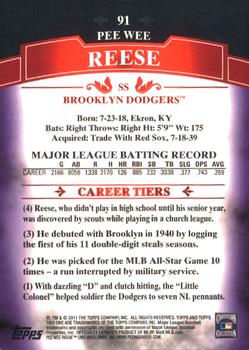 2011 Topps Tier One - Purple #91 Pee Wee Reese Back