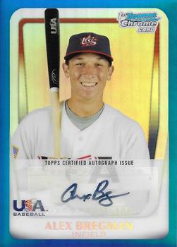 2011 Bowman Chrome - 18U USA National Team Autographs Blue Refractors #18U2 Alex Bregman Front