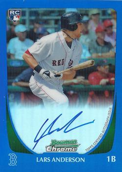 2011 Bowman - Chrome Rookie Autographs Blue Refractors #192 Lars Anderson Front