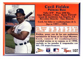 1993 Pacific Spanish #107 Cecil Fielder Back