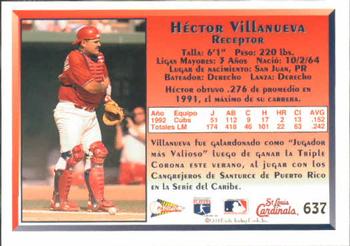 1993 Pacific Spanish #637 Hector Villanueva Back