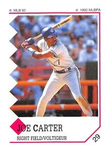 1992 Panini Stickers (Canadian) #29 Joe Carter Front