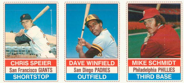 1976 Hostess - Panels Black Back #82-84 Chris Speier / Dave Winfield / Mike Schmidt Front