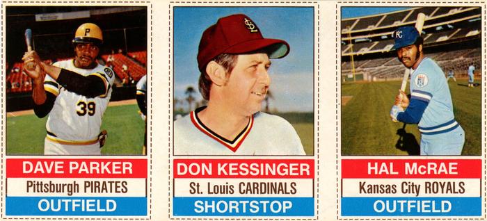 1976 Hostess - Panels Black Back #133-135 Dave Parker / Don Kessinger / Hal McRae Front