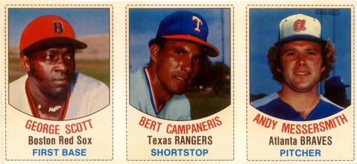 1977 Hostess - Panels #148-150 George Scott / Bert Campaneris / Andy Messersmith Front