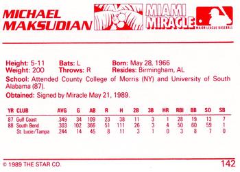 1989 Star #142 Michael Maksudian Back