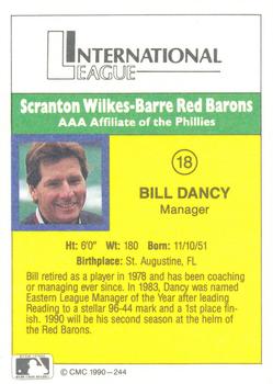 1990 CMC #244 Bill Dancy Back