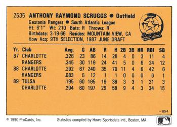 1990 CMC #654 Tony Scruggs Back