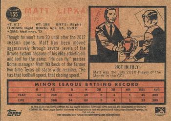 2011 Topps Heritage Minor League #155 Matt Lipka Back