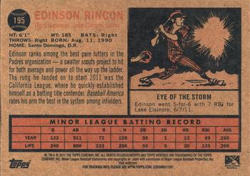 2011 Topps Heritage Minor League #195 Edinson Rincon Back