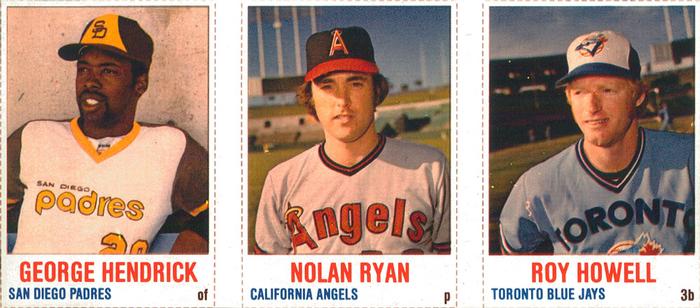 1978 Hostess - Panels #82-84 George Hendrick / Nolan Ryan / Roy Howell Front