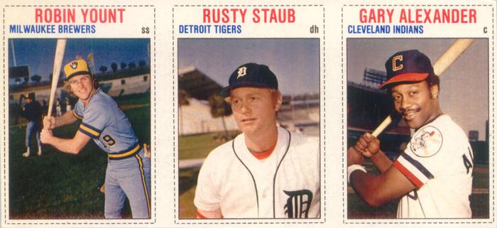 1979 Hostess - Panels #55-57 Robin Yount / Rusty Staub / Gary Alexander Front