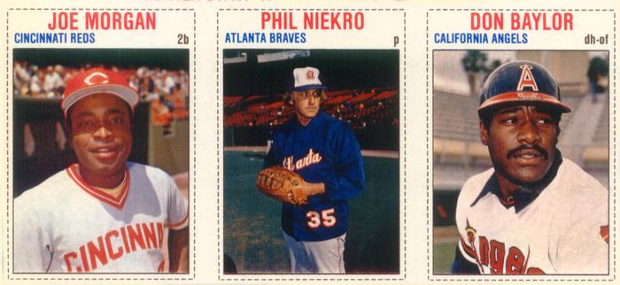 1979 Hostess - Panels #61-63 Joe Morgan / Phil Niekro / Don Baylor Front