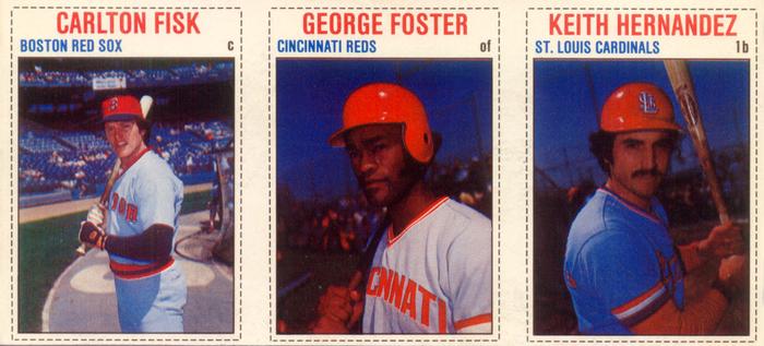 1979 Hostess - Panels #106-108 Carlton Fisk / George Foster / Keith Hernandez Front