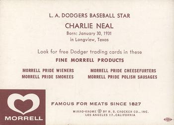 1959 Morrell Meats #NNO Charlie Neal Back