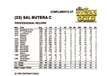 1986 Texas Gold Cincinnati Reds #NNO Sal Butera Back