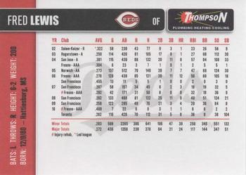 2011 Thompson Plumbing Cincinnati Reds #NNO Fred Lewis Back