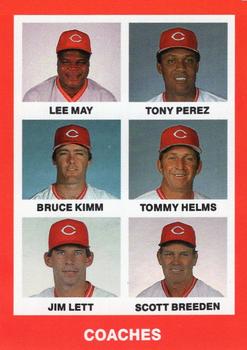 1988 Kahn's Cincinnati Reds #NNO Reds Coaches (Lee May / Tony Perez / Bruce Kimm / Tommy Helms / Jim Lett / Scott Breeden) Front