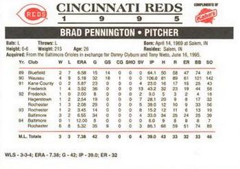 1995 Kahn's Cincinnati Reds #NNO Brad Pennington Back